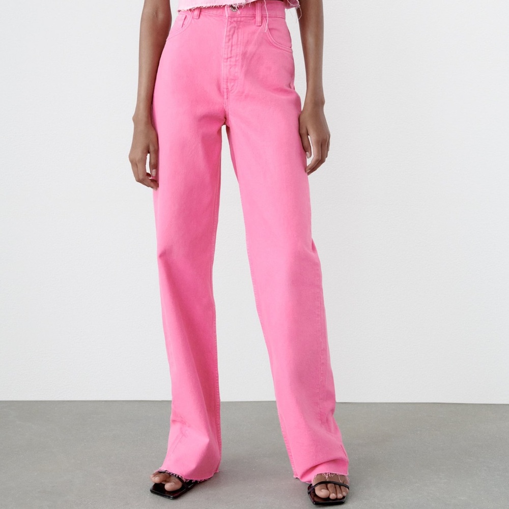 ZARA WIDE LEG SOLID COLOR JEANS